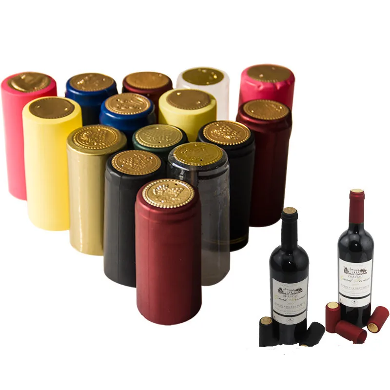 100x PVC Wine bottle shrink film high-end bottle sealing heat Cap Capsules Cover for Home DIY Brewing Wine Making cork companion