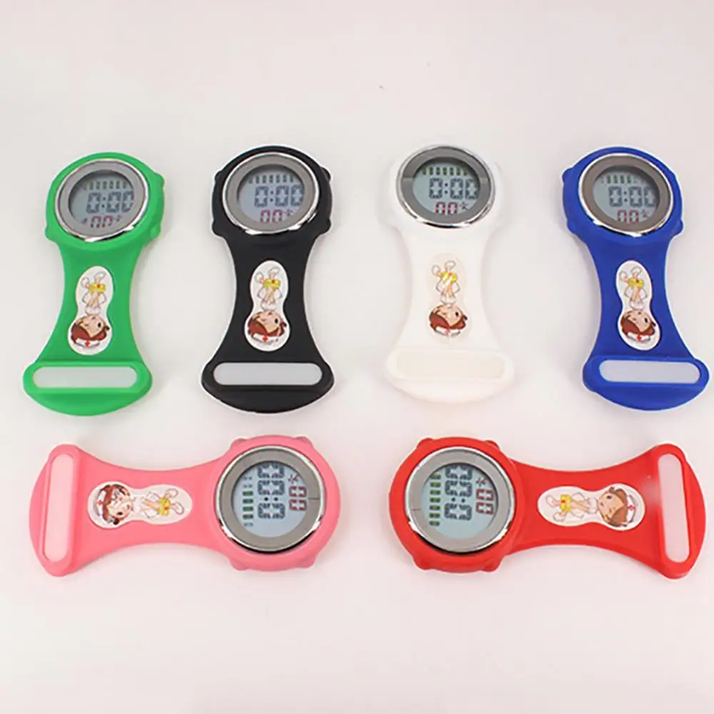 Montre numérique de poche Shoous Fob pour femme, mini calendrier en silicone, montre d'infirmière, médecin, horloge médicale de poche