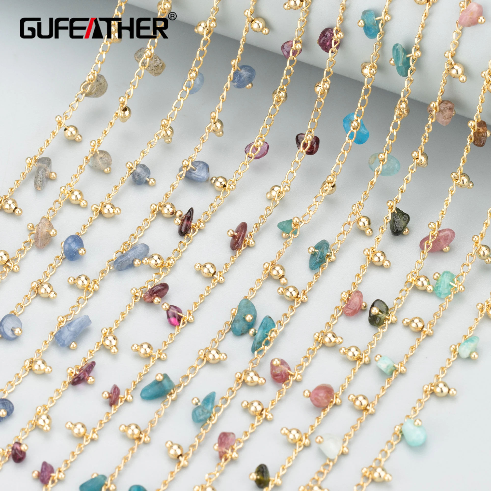 

GUFEATHER C306,diy chain,nickel free,18k gold rhodium plated,copper,natural stone,diy bracelet necklace,jewelry making,1m/lot