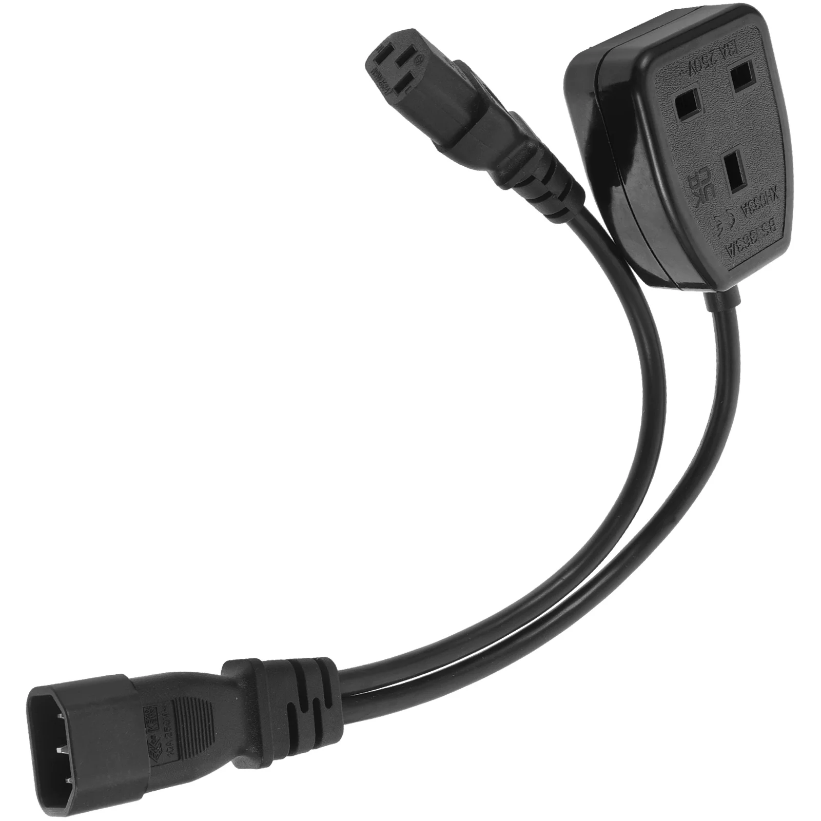 

C14 to C13 Splitter Cable PVC Low Heat UK Socket Power Extension Cord for Monitors Computers IEC C14 Source Compatibility