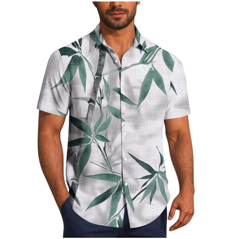

New Hawaiian Button Down Shirts For Men Short Sleeve Tropical Print Tops Casual Summer Beach Holiday Fashion Unisex Blouse Tees