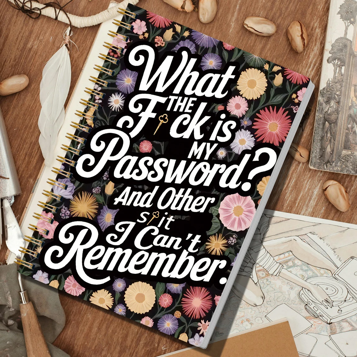 A5 كتاب كلمة المرور المضحك غطاء الأزهار المنظم دفتر سجل حلزوني لتسجيل الدخول على موقع المستخدم وإدارة كلمة المرور #6
