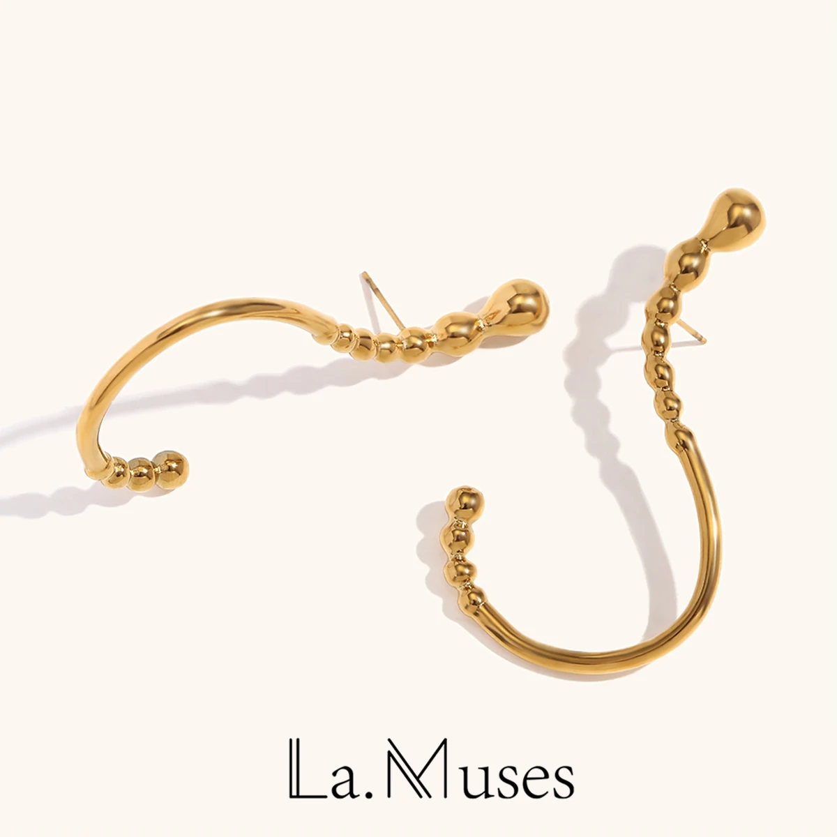 

La.Muses Creative Metal Irregular Question Mark Stud Earrings for Women Vintage Gold Color Geometric Long Earrings Christmas