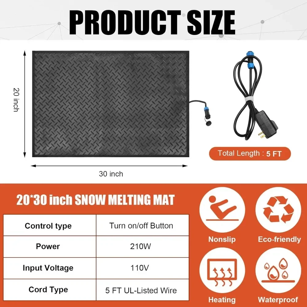 Heated Snow Melting Mats - Heated Outdoor Mats for Walkways -  Trusted No-Slip Snow and Ice Melt Heated Sidewalk Mat