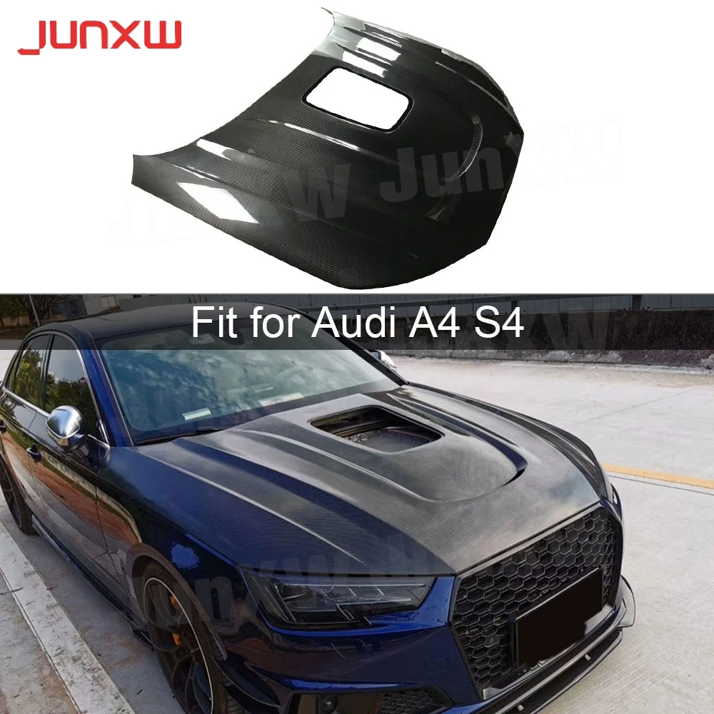 

Dry Carbon Fiber Car Front Engine Hood Cover Transparent Bonnet For Audi A4 S4 B10 2019 2020 Car Styling