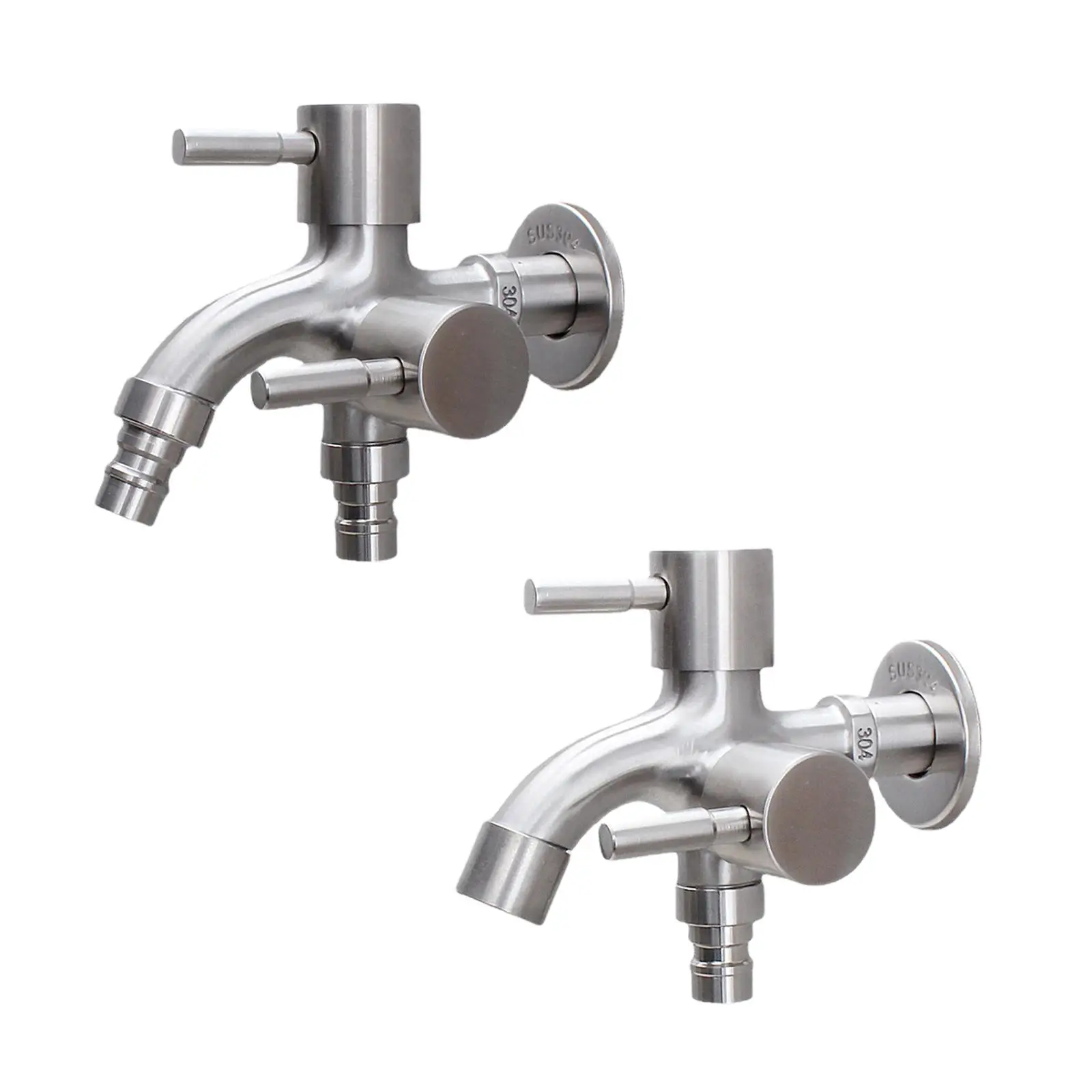 

Stainless Steel Water Faucet for Washing Machine Sink Basin Water Tap with 2 Switch Handles for Balcony Laundry Room Garden