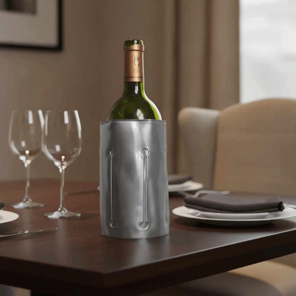 Reusable Wine Cooler Bag Quick-cooling Thermal Insulated Wine Chiller Sleeve Gray Portable Insulated Wine Cooler Sleeve Camping
