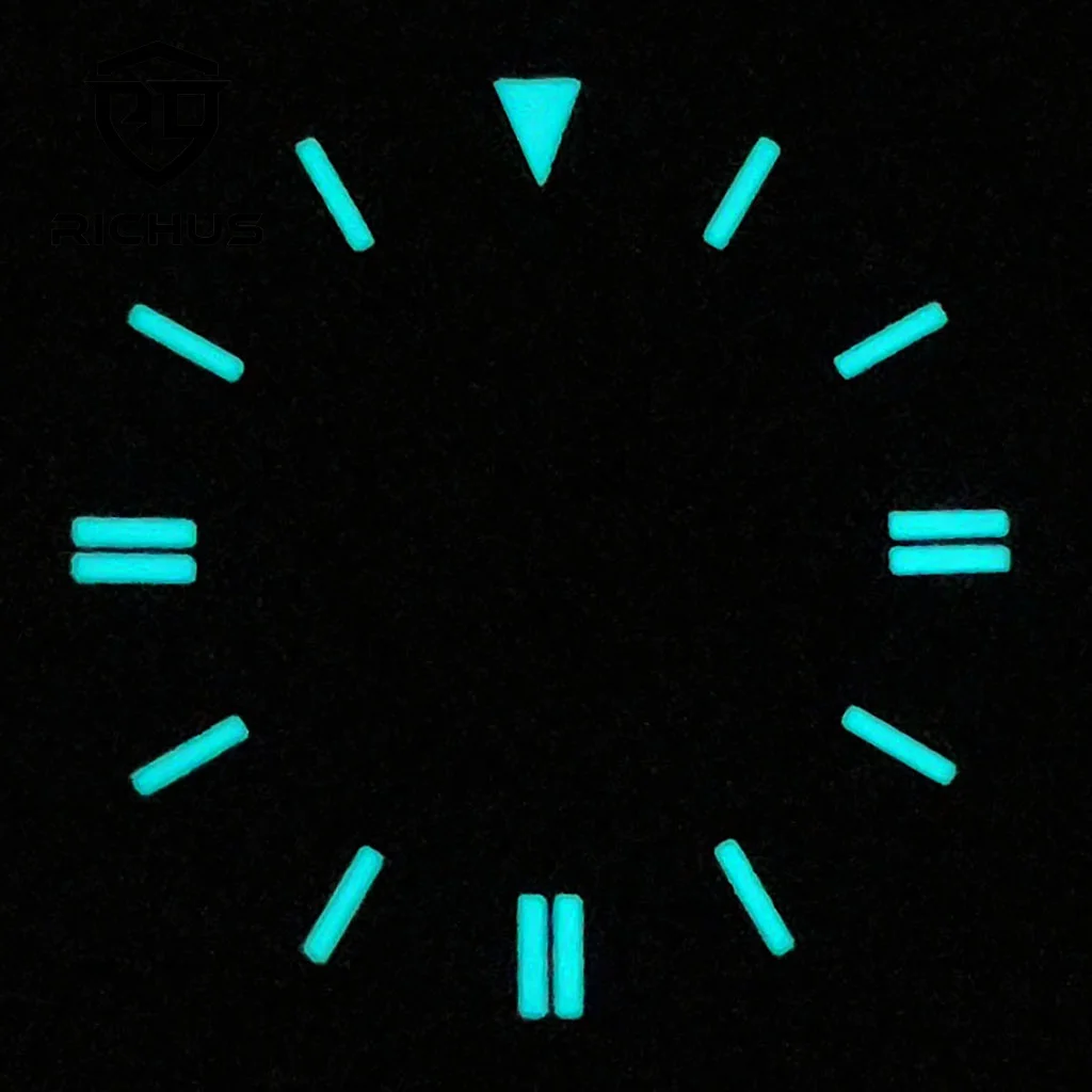 RICHUS NH35 ساعة الطلب 28.5 مللي متر ساعة الطلب الأزرق الأخضر مضيئة صالح NH34 NH35 NH36 ETA2824 2836 Miyota8215-DG حركة