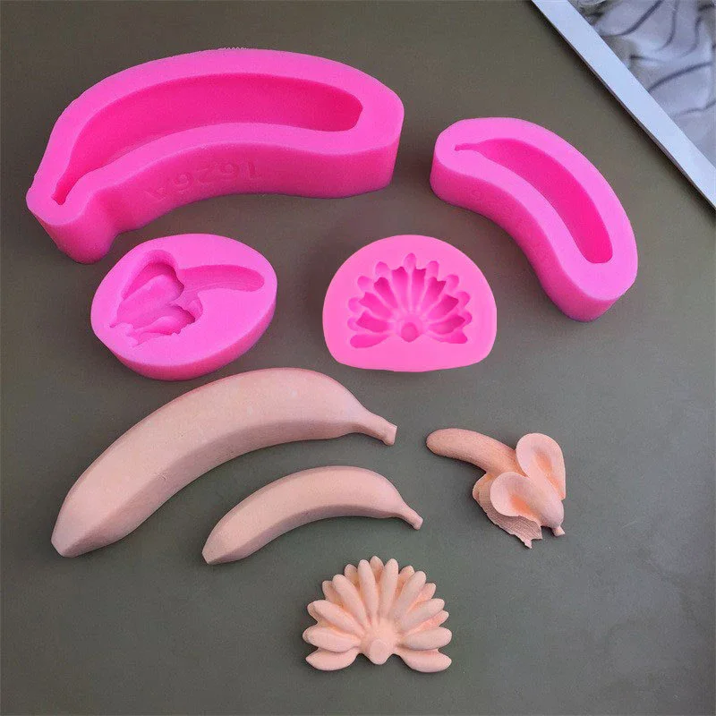 1Pc 3D Banana Silicone Mold Cake Plaster Banana DIY Making Candles Aromatherapy Soap Gypsum Baking Decoration Mold