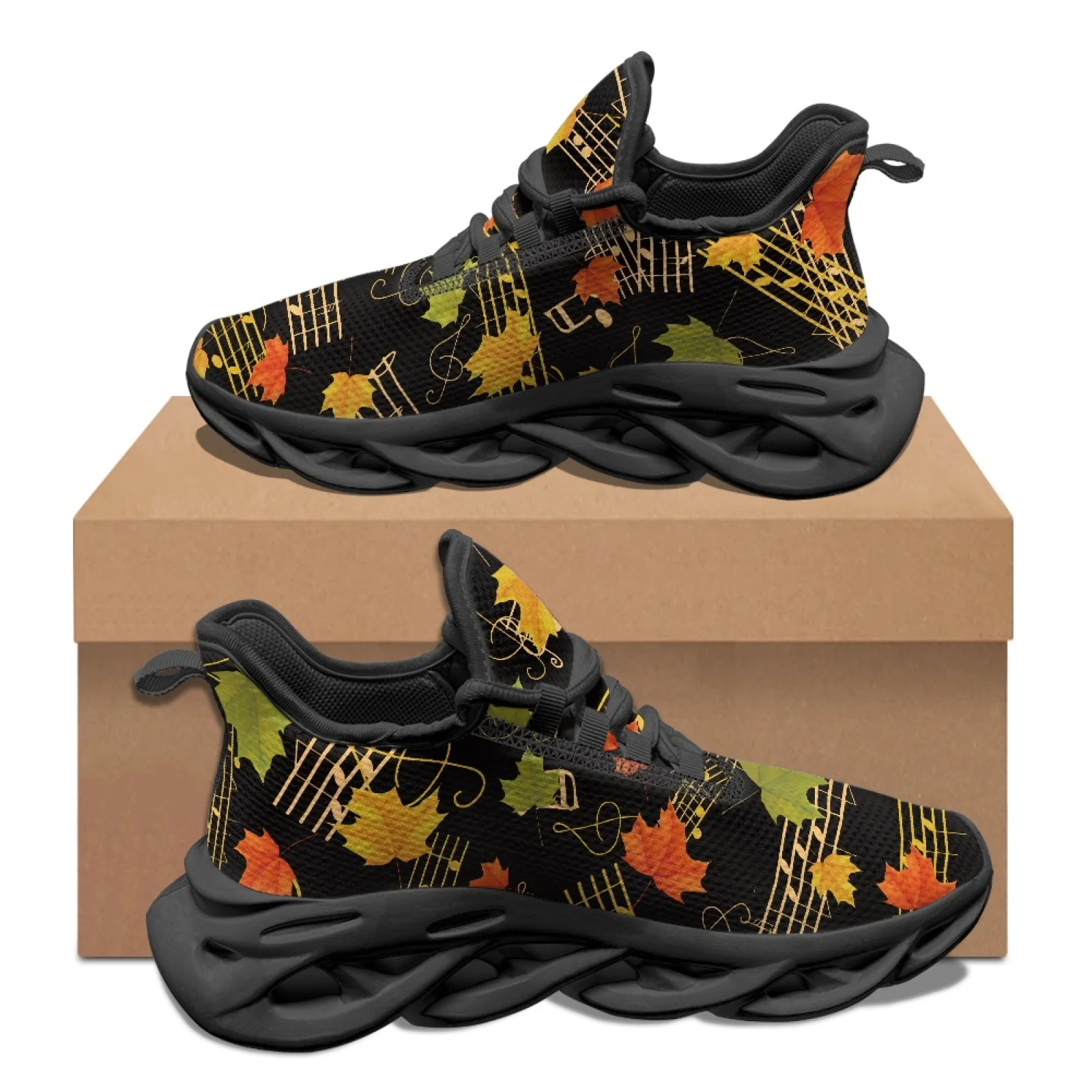 PENSTROLL Music Note Maple Non Slip Fashion Sneakers Men's Running Shoes for Jogging Breathable Sport Athletic Trainer