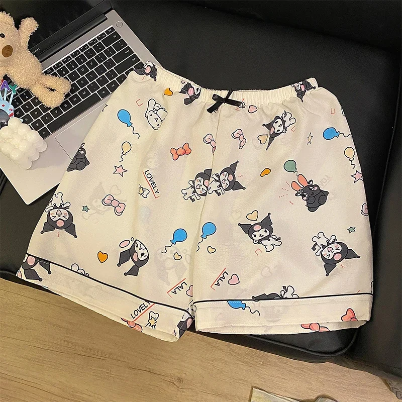 New Sanrios Kuromi Casual Shorts Cute Pochacco Womens Shorts Kawaii Cartoon Summer Girls Soft Loose Large Home Pants