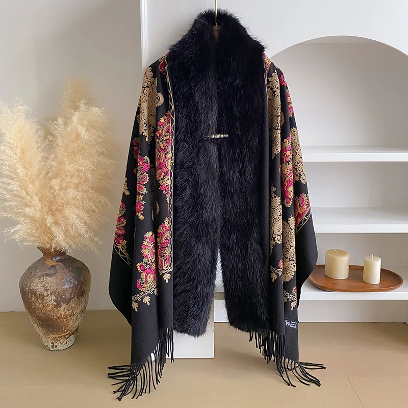 

Роскошное мягкое пальто из искусственного меха, шаль, накидка, брендовый зимний теплый кашемировый шарф, платок с вышивкой, ветрозащитный шарф, палантины Exharpe