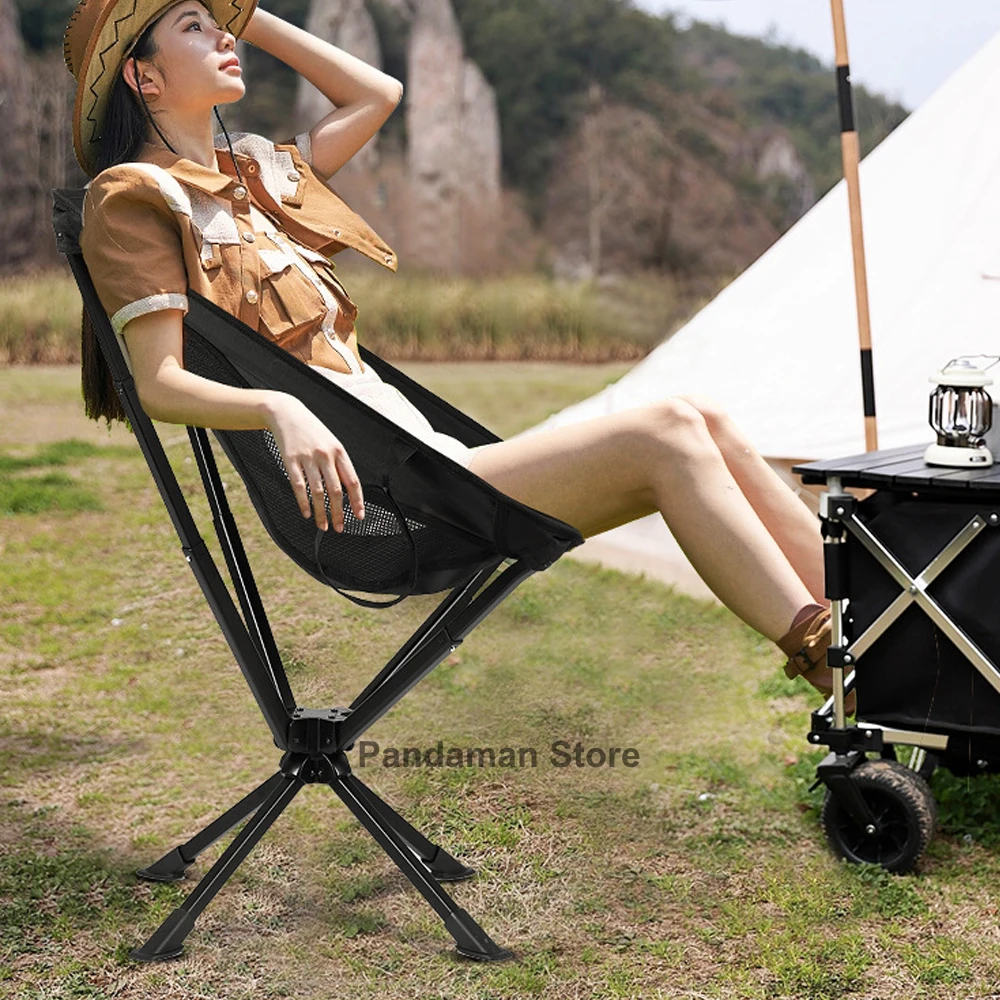 360 Degree Swivel Portable Chair Camping Small Compact Collapsible Folding Chair 5-Second Fast Open