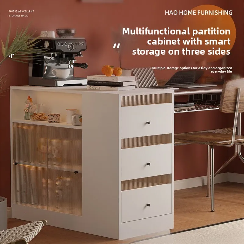 Floor-to-ceiling low cabinet, office double-sided storage cabinet Simple storage lattice cabinet Student storage bookcase