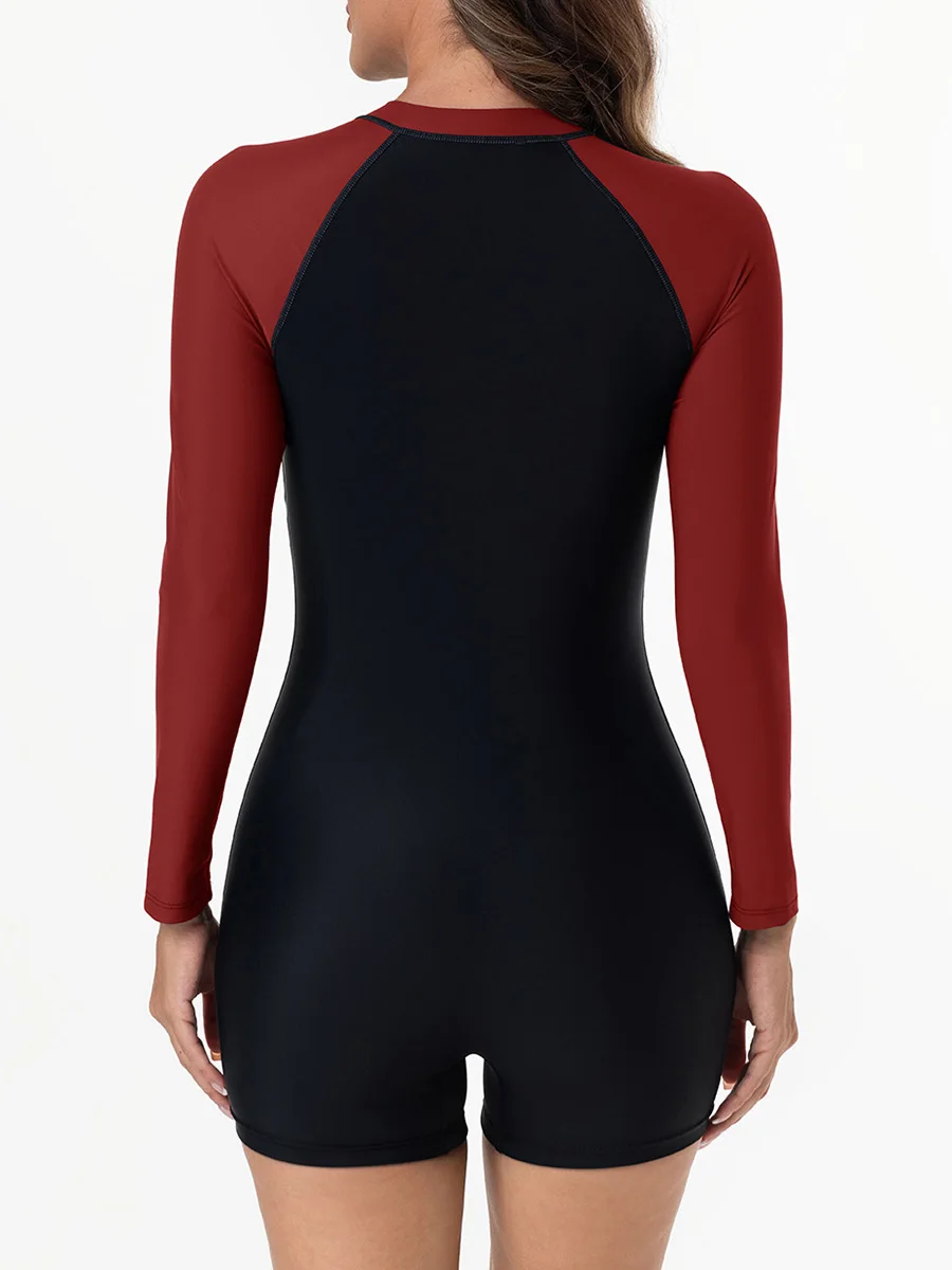 2026 سستة ضئيلة قطعة واحدة ملابس السباحة النساء مبطن طويلة الأكمام ملابس السباحة الإناث الاستحمام السباحة بدلة ركوب الأمواج بحر #6