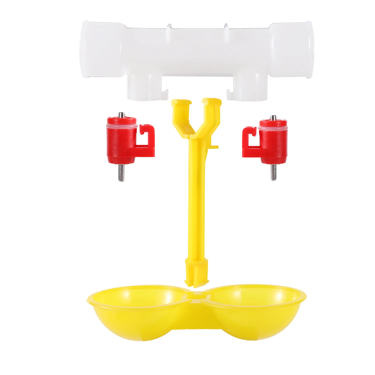 2Pcs Chicken Water Double Nipple Drinker Hanging Cups Ball Nipple Drinkers Plastic Chicken Equipments Bird Quail Feeders