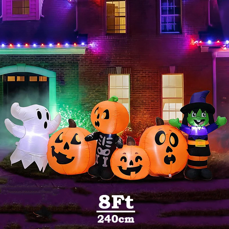 5Ft Halloween decoration props inflatable witch ghost pumpkin skeleton glowing outdoor courtyard party decoration ornaments