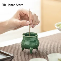 Yue Kiln Celadon Three Legged Incense Holder Zen Incense Stick Holder Mosquito Repellent Incense Scent Teaware Accessories Craft