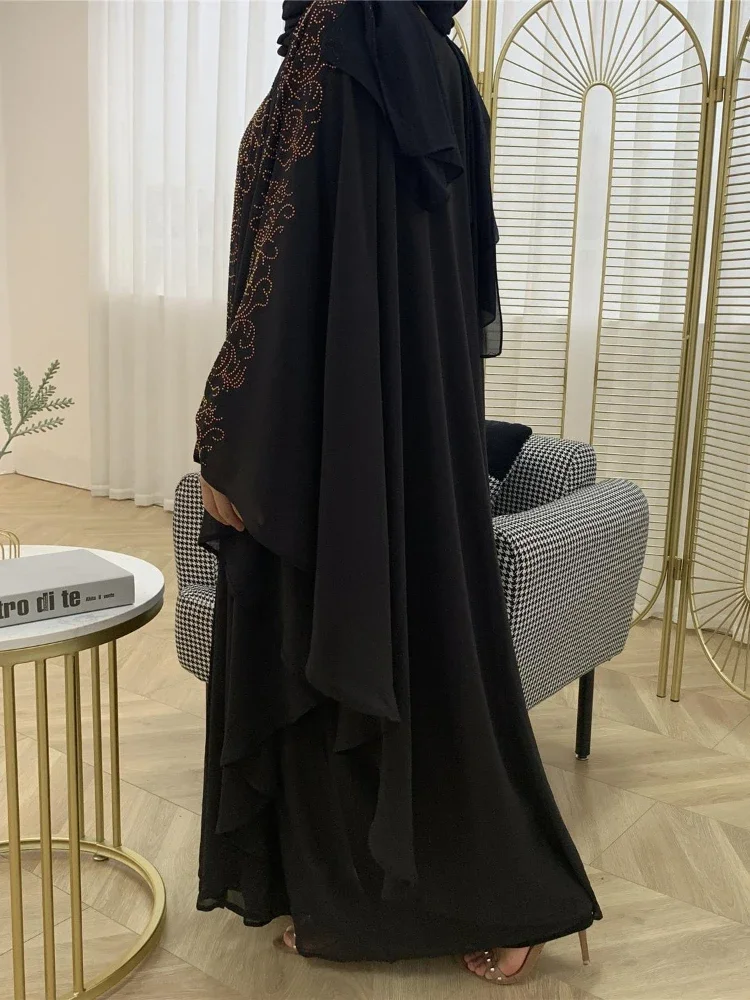 Eid Turkey Muslim Prayer Dress Bat Sleeve Diamond Abaya Ramadan Women Vestidos Moroccan Kaftan Jubah Robe Mujer Islamic Clothing