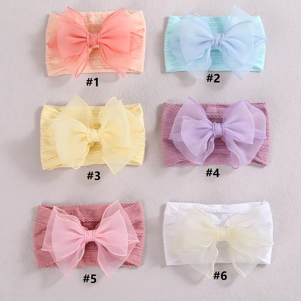 Baby Headband Super Stretchy Soft Gauze Bows Hair Bands Head Wrap Hair Accessories for Newborn Baby Girls Infant Toddlers Kids