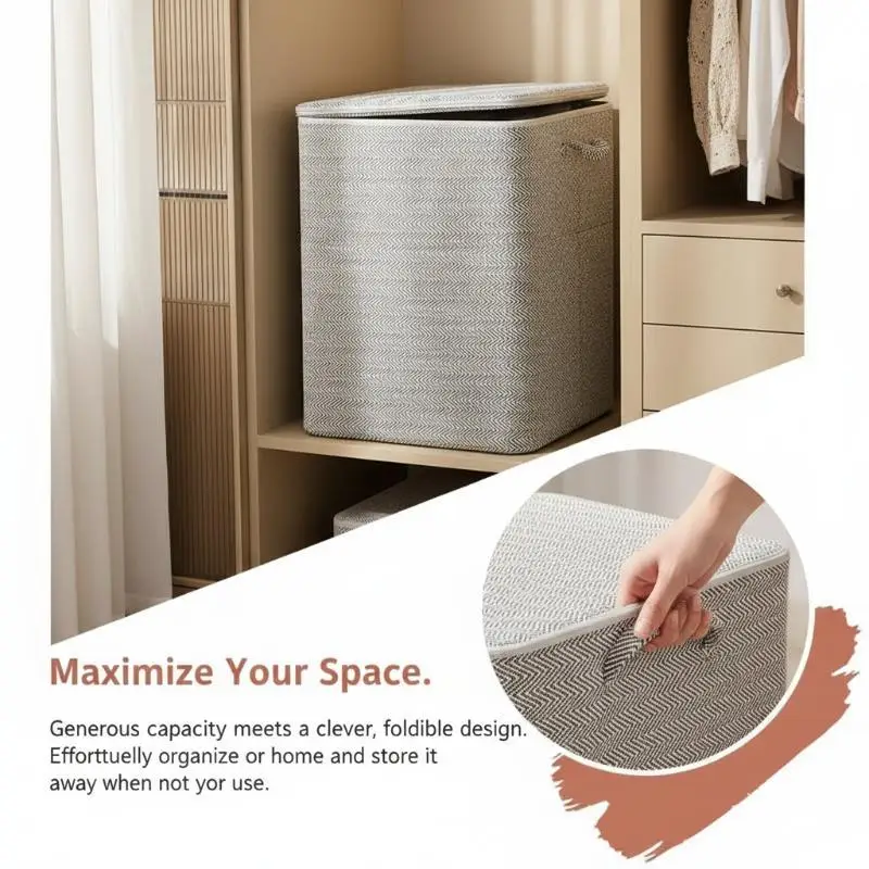 220L Big Size Clothes Storage Box With Cover Large Laundry Basket Organizer Bag For Baby Foldable