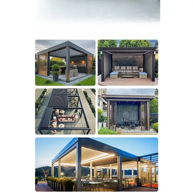 Automatic flip louver pavilion villa courtyard sunshade rainproof leisure aluminum alloy replica louver pavilion