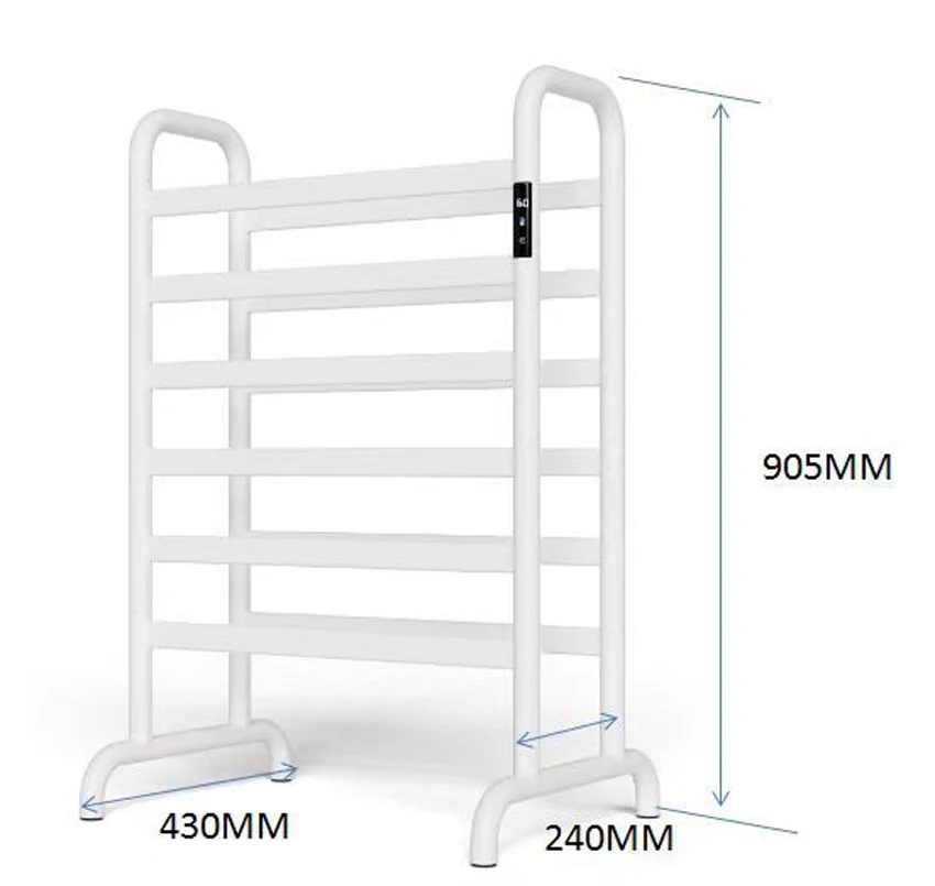 Intelligent Timed Digital Display Electric Towel Rack, Space Aluminum Bathroom Floor Standing Movable Drying Towel Rack