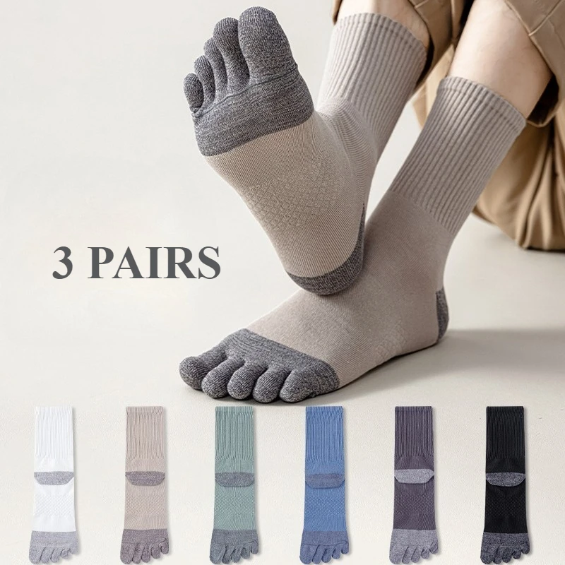 

3 Pairs Five Finger Socks Men Non-slip Toe Socks Man High Quality Cotton Crew Socks Sports Athletic Yoga