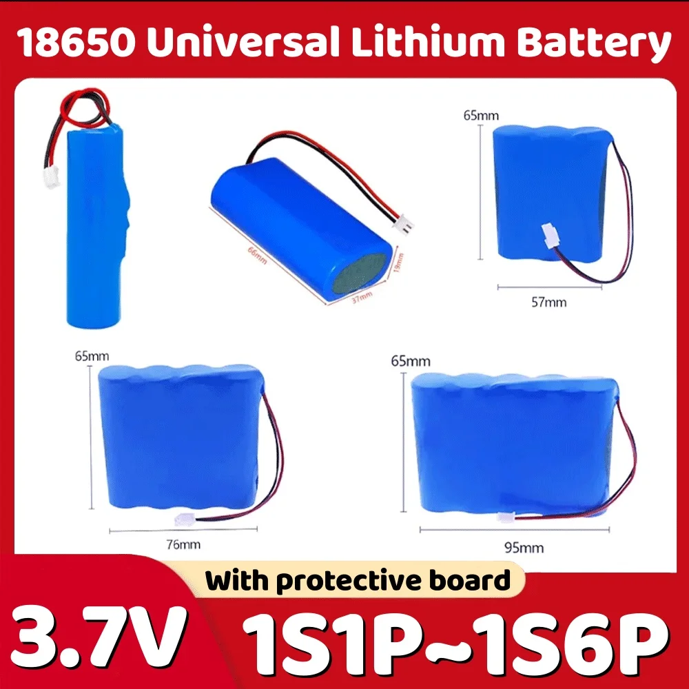 

18650 Battery Rechargeable Li-ion Battery Pack 3.7V 1S1P-1S6P for LED Light Bluetooth Speaker Spare Replacement Original Battery