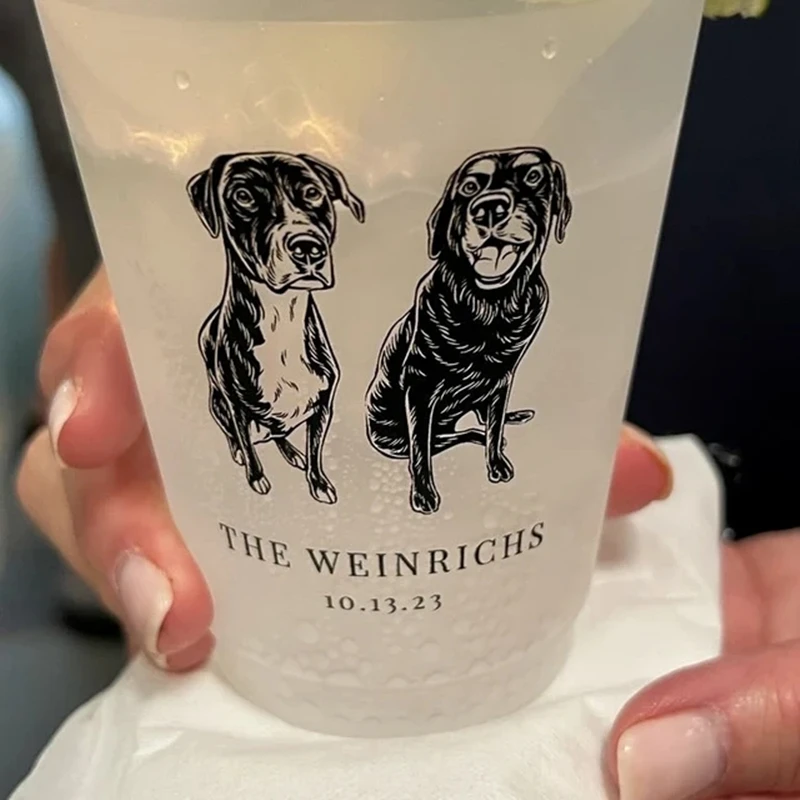 

Customized Pet Frosted Shatterproof Frost-Flex Cups, Personalized Animal Wedding Favor Cups, Dog Wedding Special Event Favors