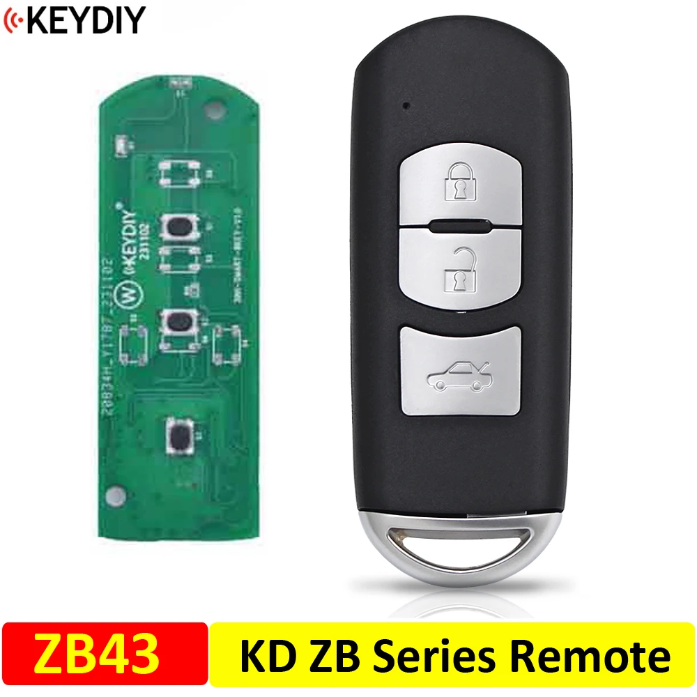 KEYDIY Newest Original ZB Series 3 Button KD Smart Key ZB43 Remote Control for KD-X2 / KD-MAX Key Programmer for Mazda Style