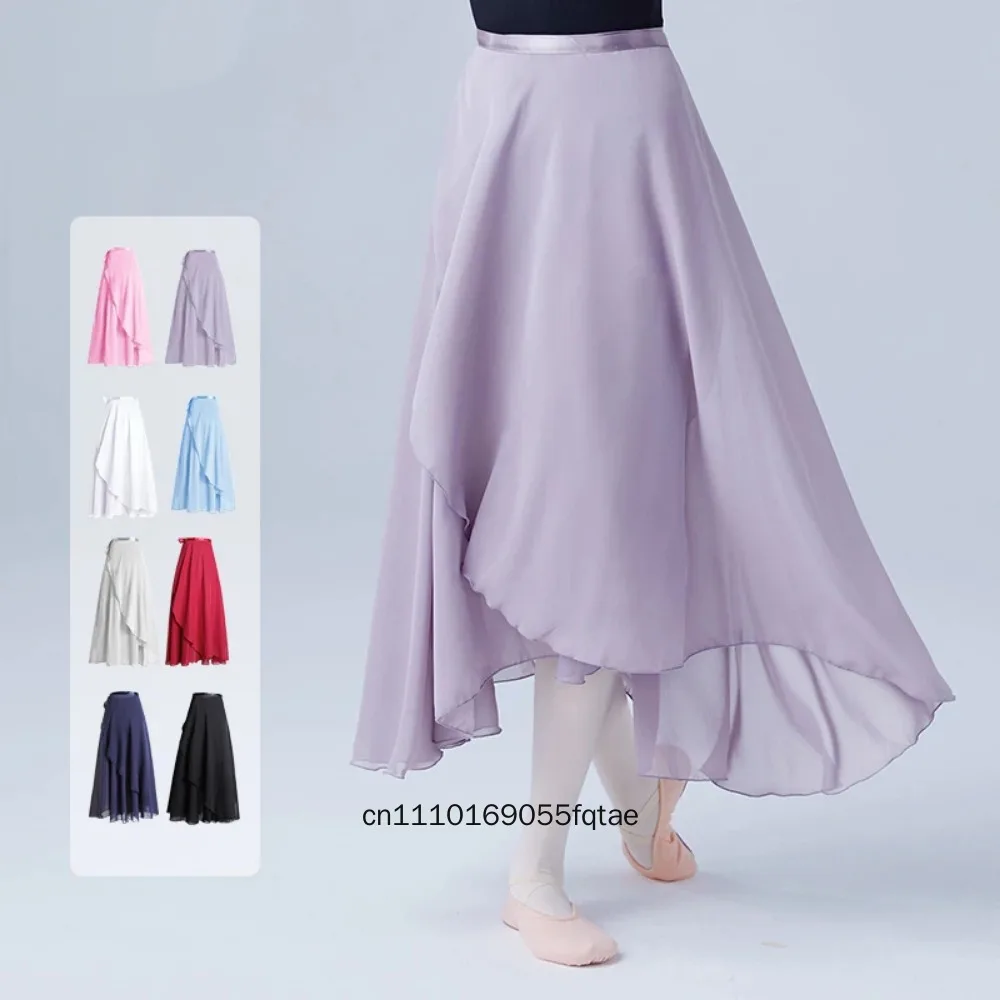 Nouvelle jupe longue en mousseline de soie pour femme, style ballet, fluide et ample, idéale pour la pratique et les spectacles de danse, 8 couleurs disponibles