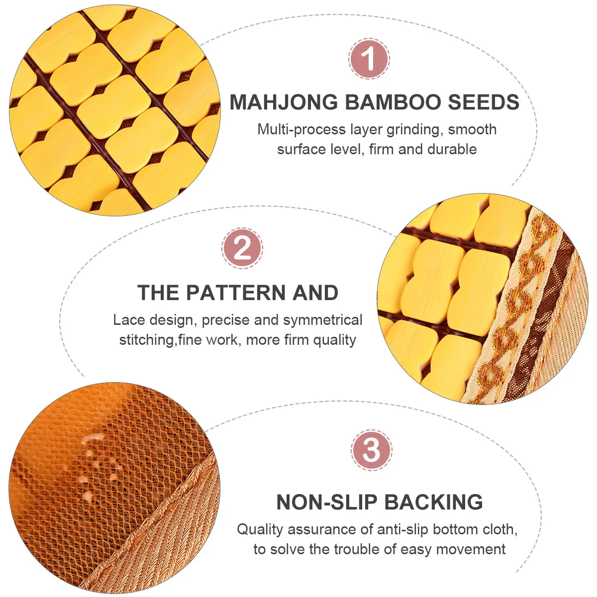 

Comfortable Bamboo Cooling Cushion Mat Non Backing Breathable Sofa Seat Mat Autumn Home Office Car 1Pc