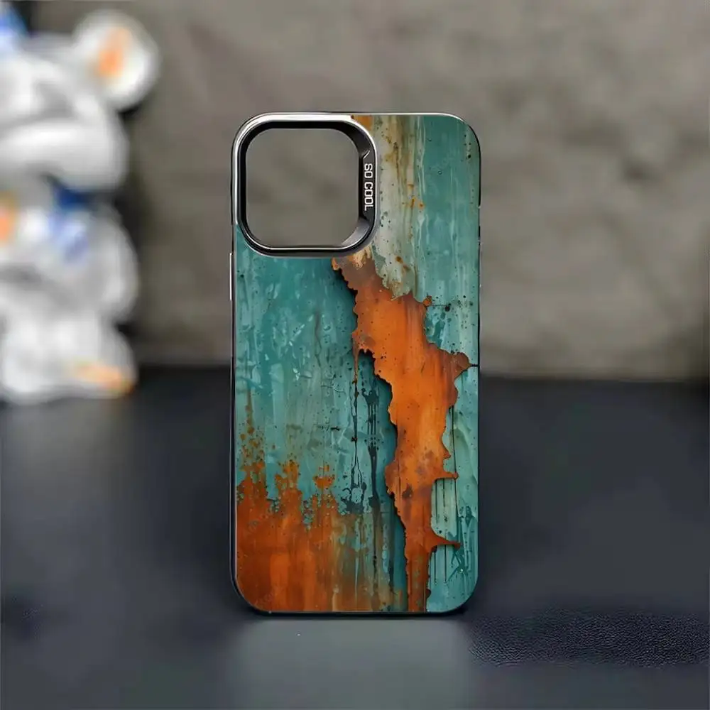 Ретро-индустриальный стиль, ржавый чехол для телефона цвета серебристого цвета для iPhone 17, 16, 15, 14, 13, 12, 11 Pro Max Plus
