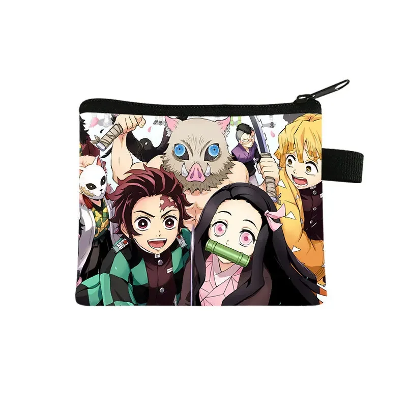 Anime Kimetsu No Yaiba Mini Wallet Cosplay Kamado Tanjirou Nezuko Coin Purse Canvas Storage Pouch Coin Key Wallet