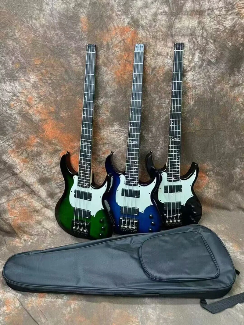 762mm Scale Headless Electric Bass Guitar 4 String 39 Inch Solid Basswood Body Headless Bass Guitar High Gloss Fast Deliver