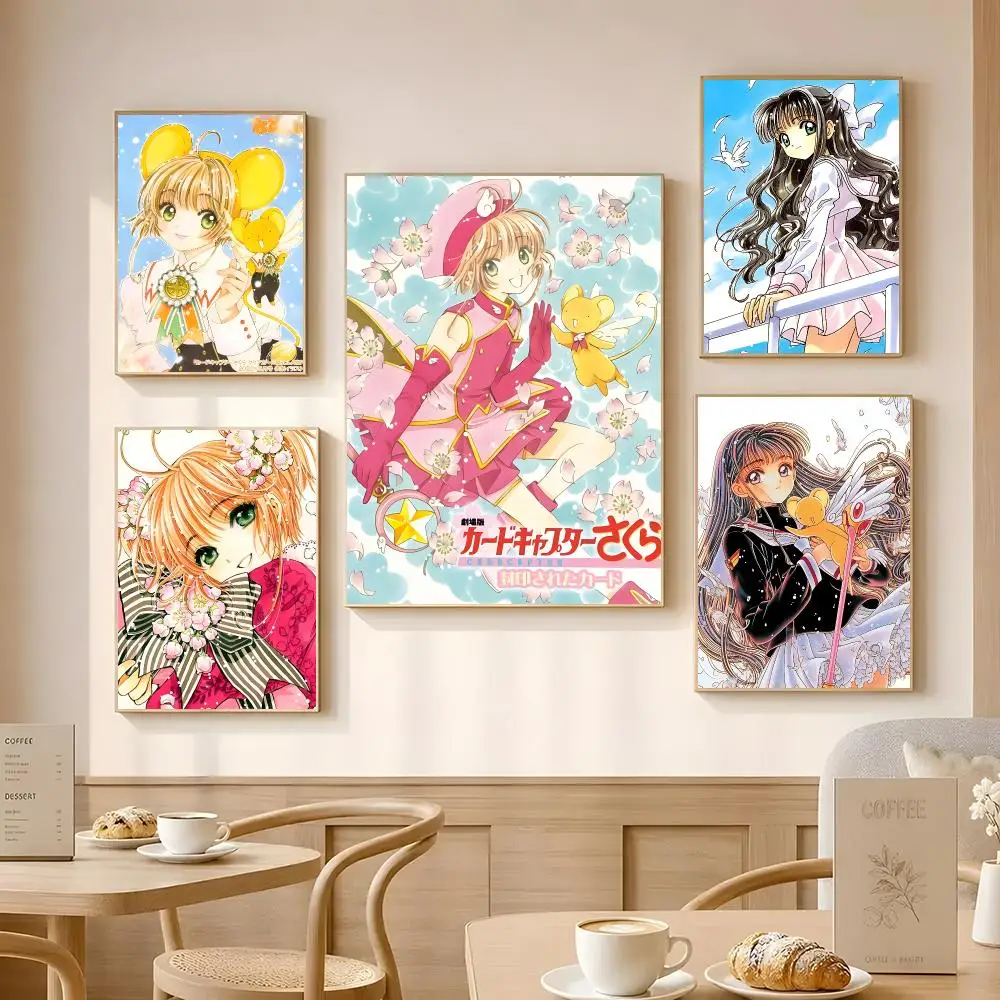 Anime Cardcaptor Sakura Poster Poster Self-adhesive Art Waterproof Paper Sticker Coffee House Bar Room Wall Decor