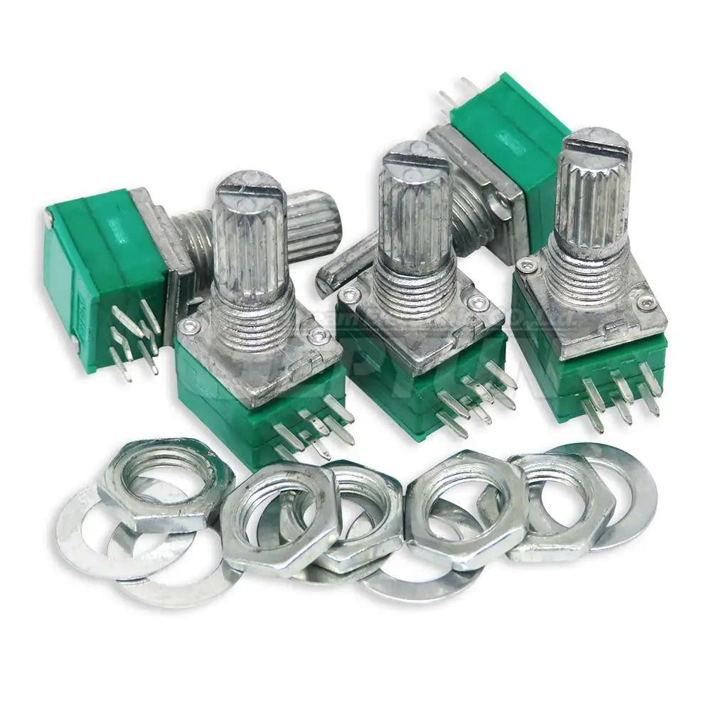 5 Buah RV097 RK097 5K 10K 20K 50K 100K 500K dengan Sakelar Audio 3pin 5pin 6pin 8pin Poros 15Mm Amplifier Potensiometer Penyegelan