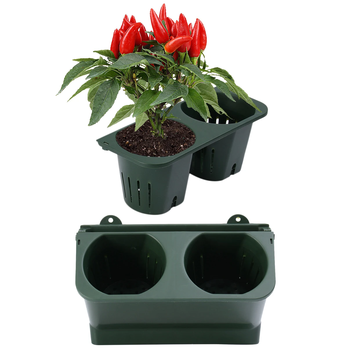 

Wall Planter Vertical 2 Pots PP Material Water Soil Separated 90 110 Size Yards Fence Balconies Patios