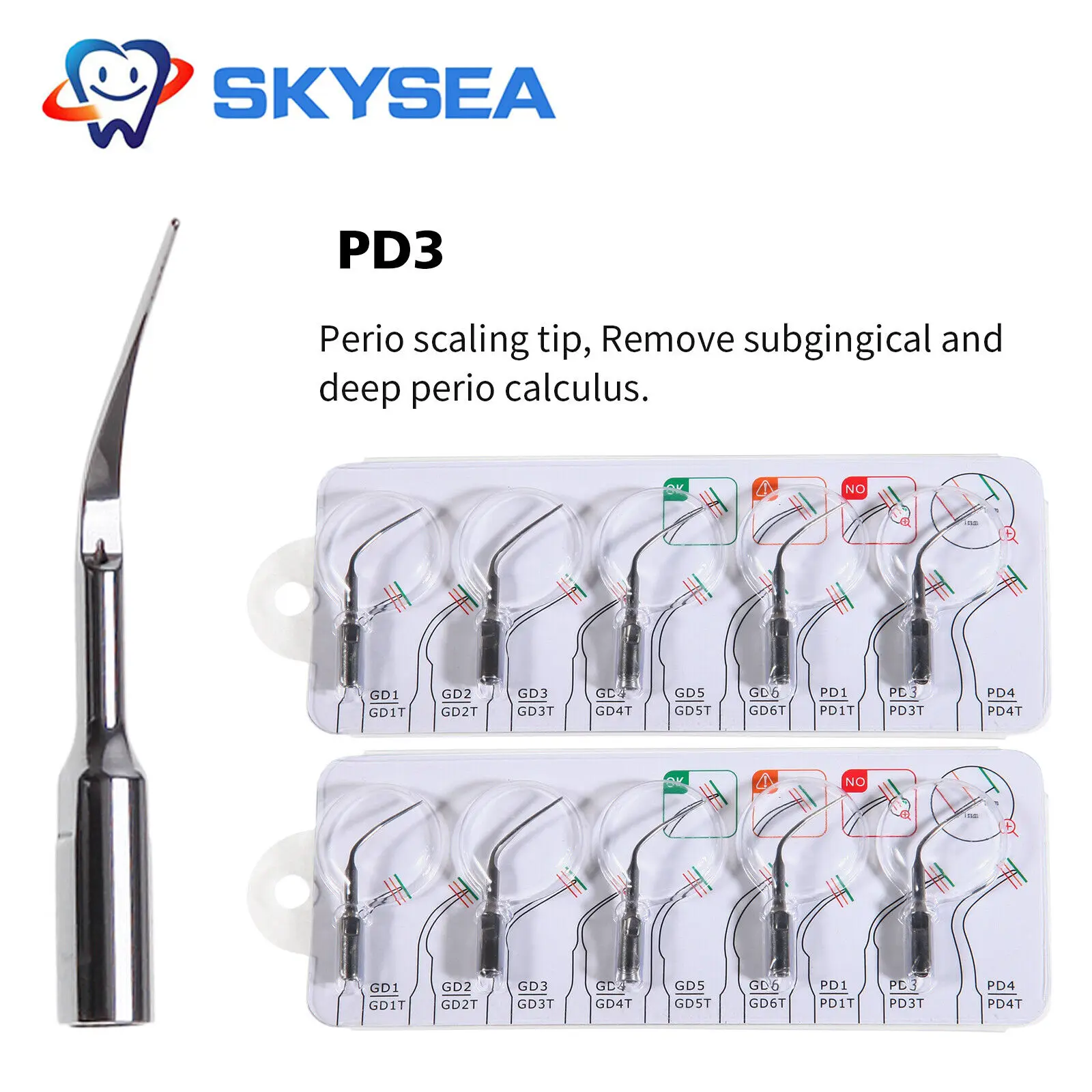 10PCS Dental Piezo Ultrasonic Perio Scaler Tip Fit DTE Satelec Handpiece PD3