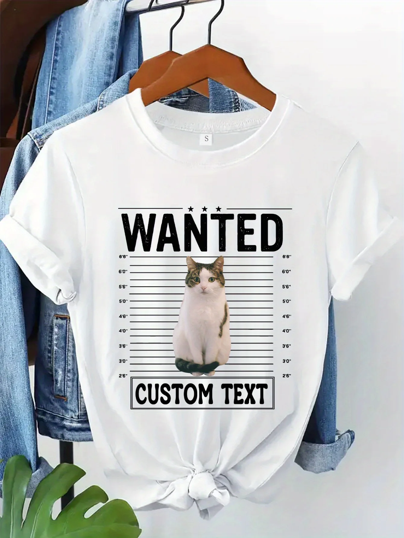 Fun and Interesting Pet Photos and Text Printed Pattern T-shirt Printed Women's Fashion Casual Round Neck Summer T-shirt