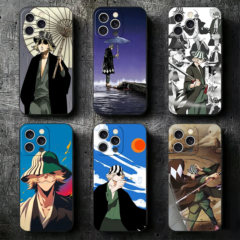 Мягкий чехол Bleach Kisuke Urahara для iPhone 16, 16E, 17 Air, 15 Pro Max, 14 Plus, 13 Mini, 11, 12, 7, черный, задняя крышка-накладка