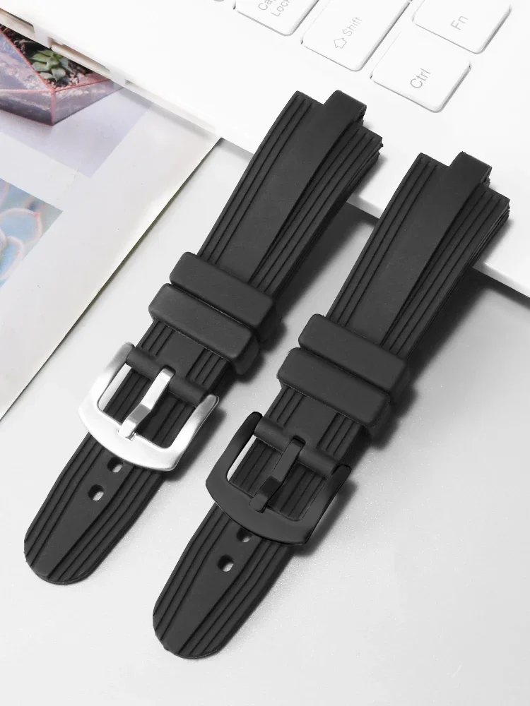 Silicone Watchband for Bvlgari Diagono Series Convex Interface Waterproof  Men 22mmx7mm Black Rubber Watch Strap Accessories