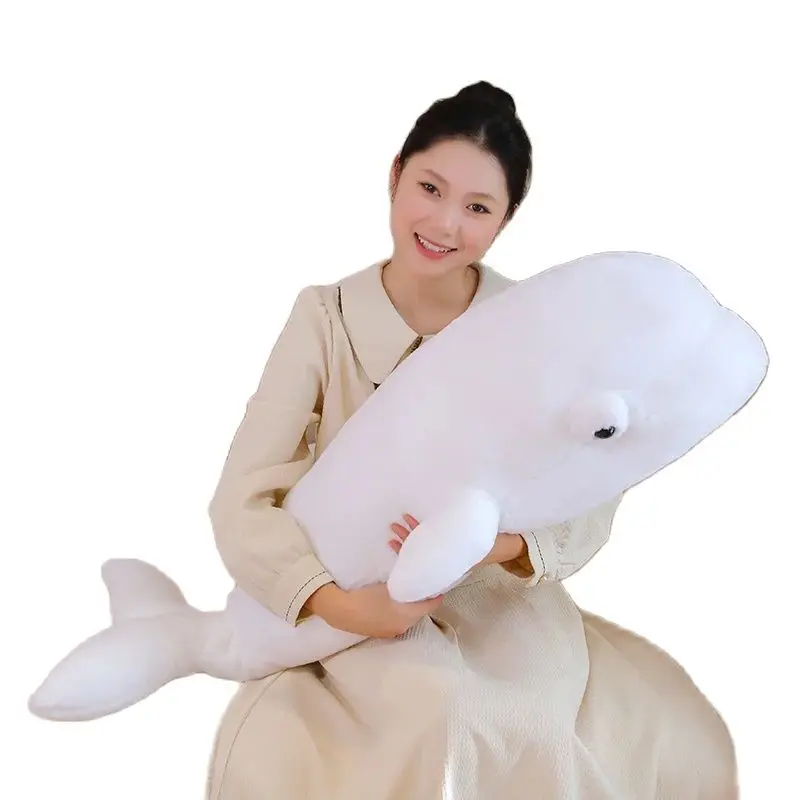 75/100cm PinkRealistic Beluga Plush Pillow Toys Soft Stuffed Sea Animal Simulation Whale Kawaii Sofa Cushion Girls Birthday Gift