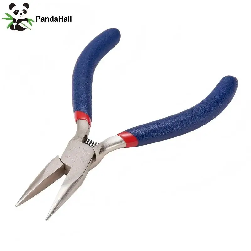 Pandahall Jewelry Pliers Stainless Steel Short Chain-Nose Pliers Jewelry Making Tools 125x53mm
