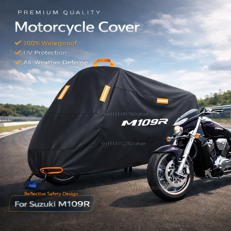 

For Suzuki M109R Outdoor Motorcycle Cover Waterproof Heavy Duty Polyester Tarpaulin UV Protective Rain Dust Sun Scooter Cover