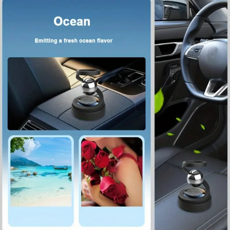 موزع روائح العلاج العطري للسيارة بالطاقة الشمسية البيئية مع شحن USB، تصميم دوار للبلسم والأجهزة اللوحية والعصي وعطر طويل الأمد، داشب #5