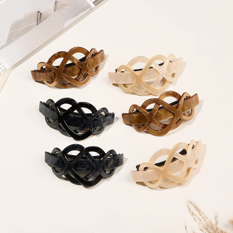 

3 Colors Acetate Hollow Hair Claw Clips For Women Girls Large Jaw Clips Non-Slip Grip Elegant Fashion Marbled Hair Accessories