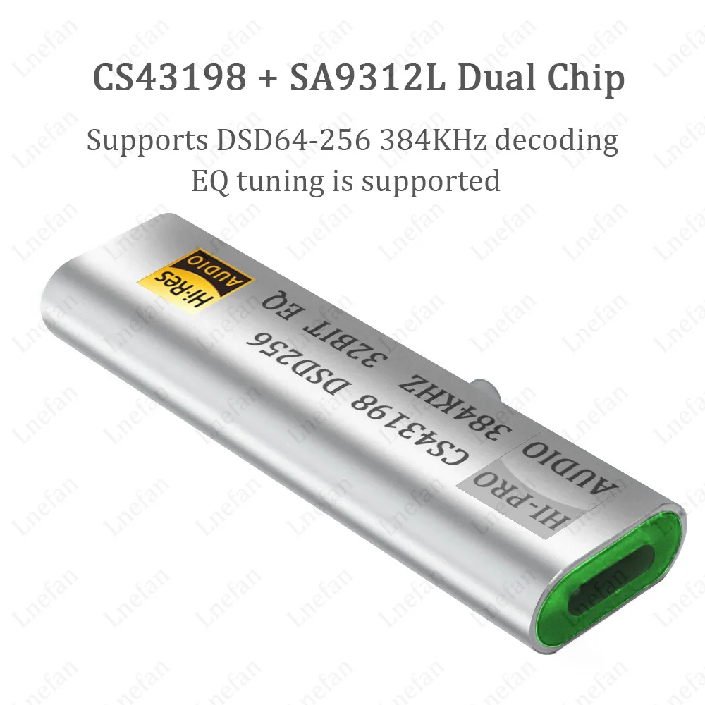 USB C To 3.5mm Headphone Amplifier DAC CS43198 Dongle 384KHz DSD256 Decoding HiFi Audio Amp Support EQ Tuning Type-c Adapter