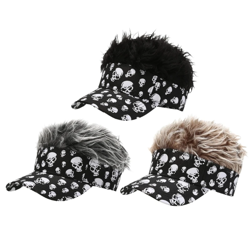 Hairy Headgear Skull Print for Sports Fan Halloween Parties Wigs Prank Costume Accessories Photo Props